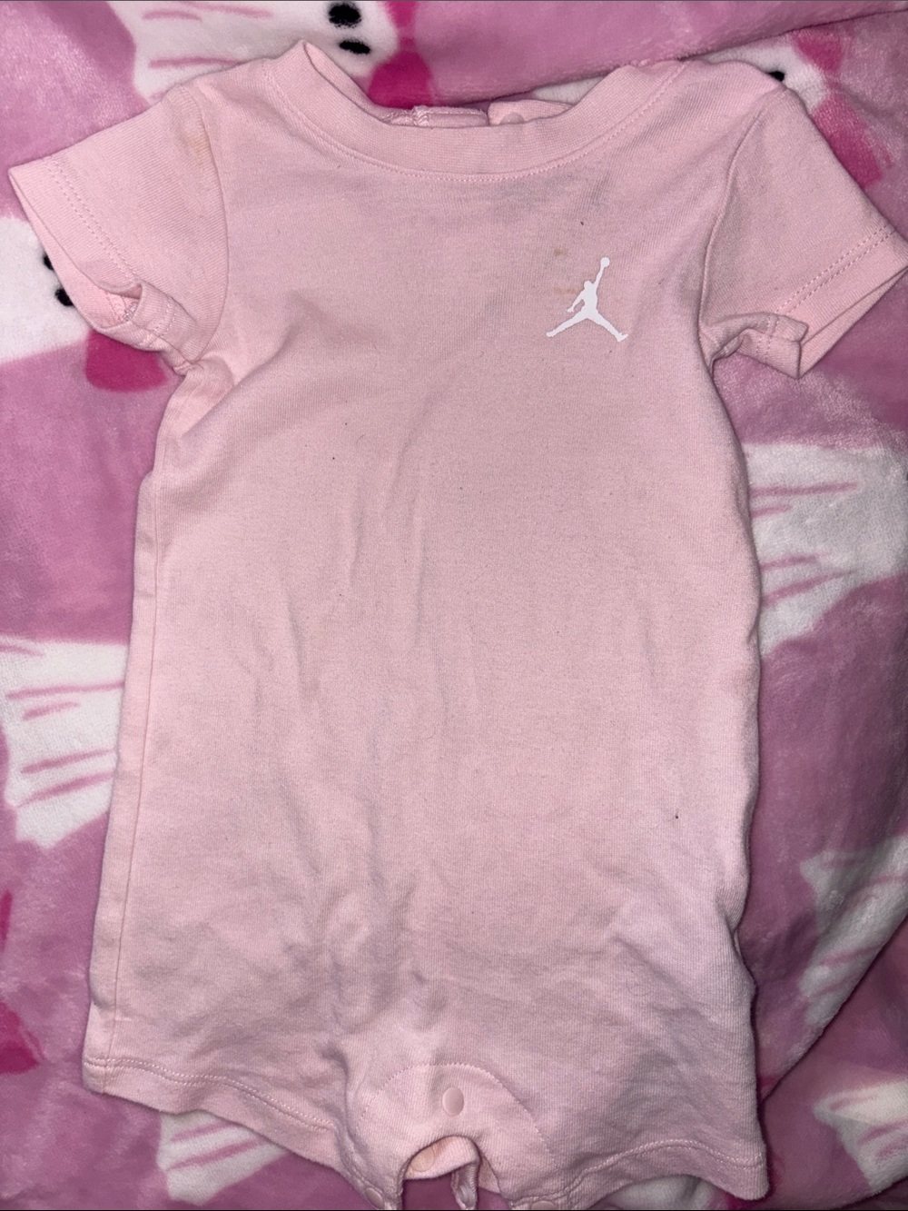 Jordan Pink Short-Sleeve Baby Romper with White Jumpman